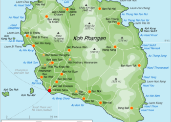 Carte de l'île de Koh Pha Ngan en Thaïlande