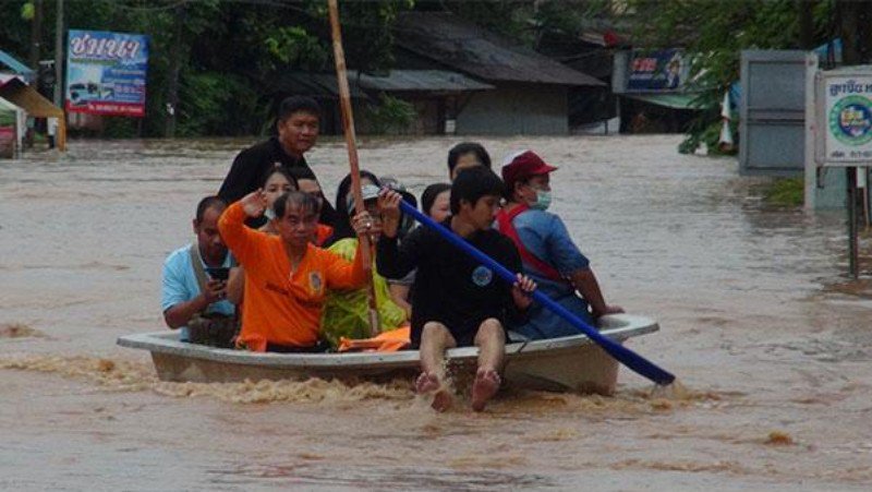 De nombreuses inondations ont touché la province de Nan sous l'influence de la tempête Bebinca