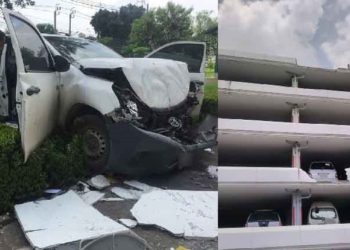 Thaïlande : Un pick-up chute du 6e étage d'un parking, le conducteur sort du véhicule à temps