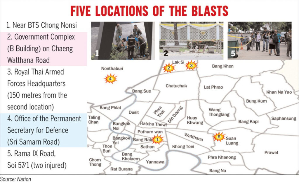 Explosions à Bangkok : des dommages limités, mais un coup dur pour l’image du gouvernement